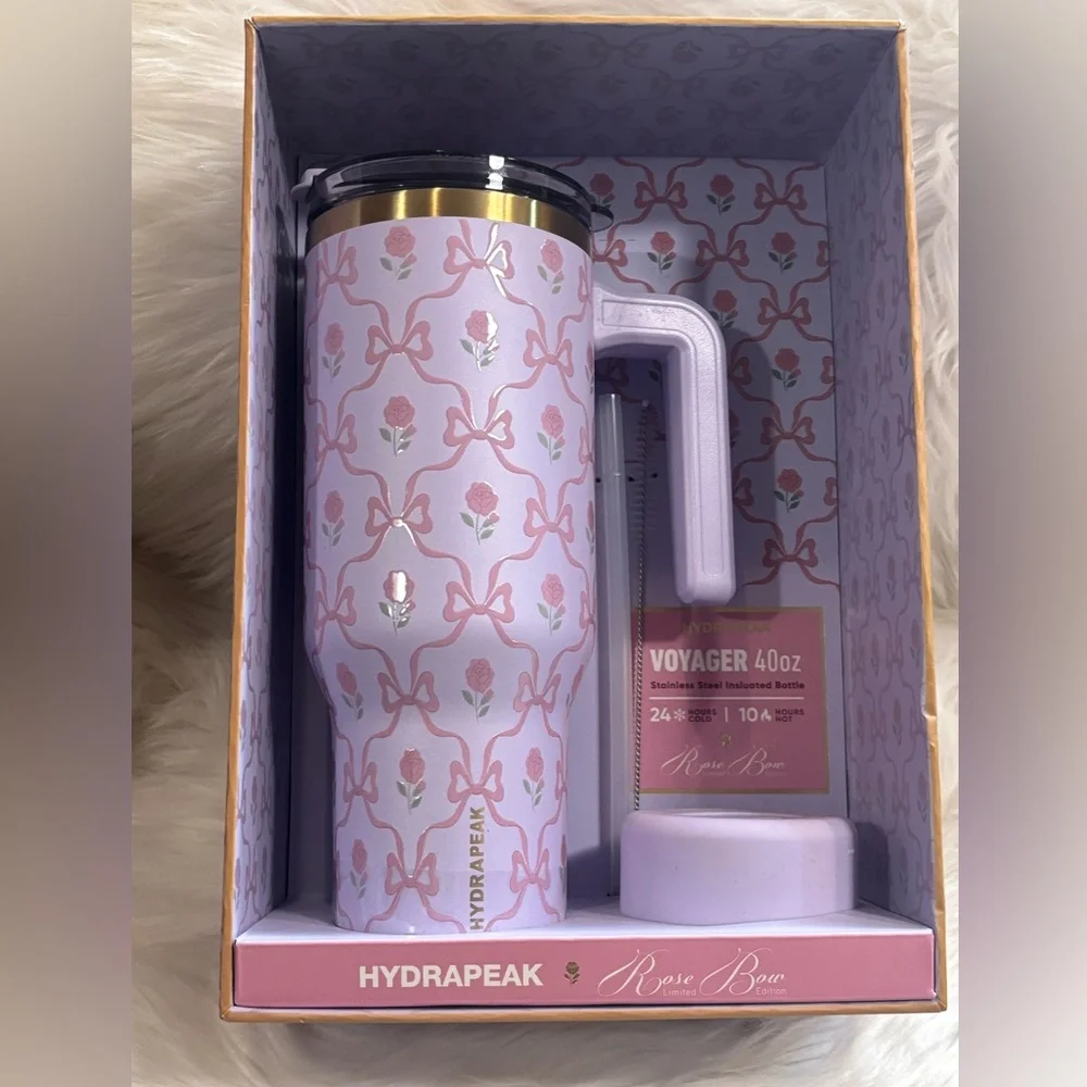 40 OZ Rose & Bow HydraPeak Voyager Limited Edition Tumbler Set NWT